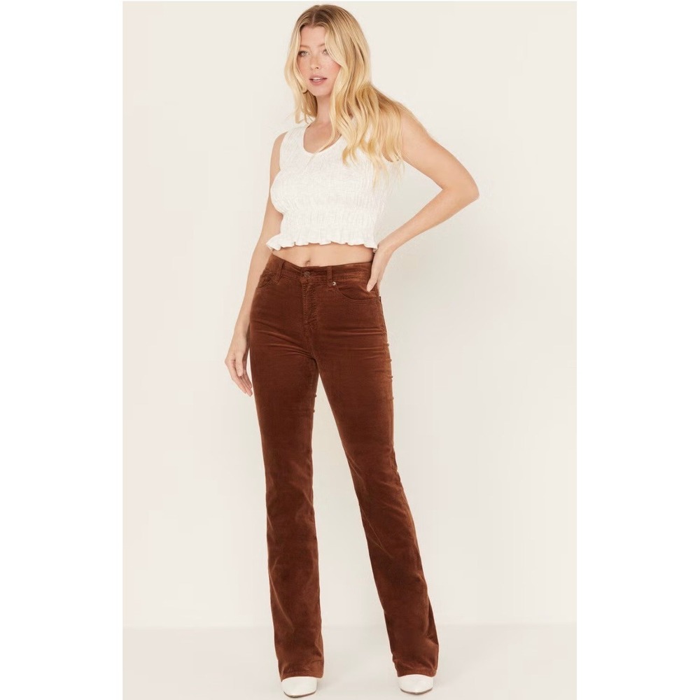 7 For All Mankind Women's High Rise Velvet Lisha Bootcut Jeans Brown Size 33 NWT